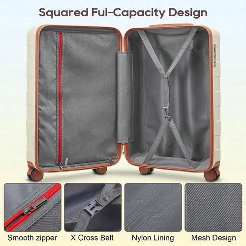 Carry On Luggage, 20 In CarryOn Suitcase With Spinner Wheels,Hardside 3PCS Set With TSA Lock