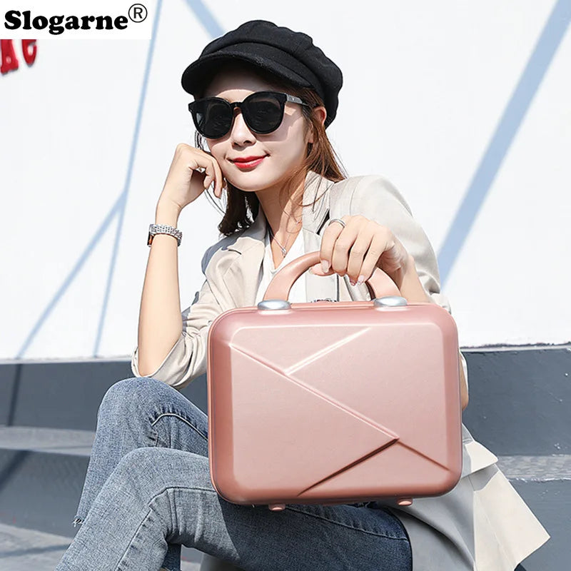 New 14 Inch Cosmetic Box Women Fashion Suitcase Portable Storage Box Unisex Mini Travel Suitcase Portable Luggages Bags Gifts